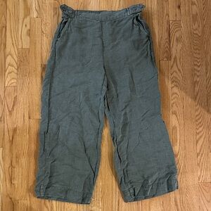 Calypso St. Barth sz L Casual Green Linen Pants adjustable waist